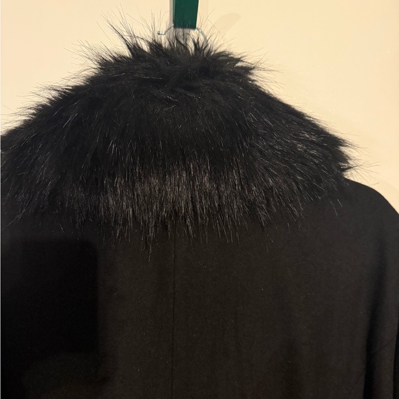 Torrid Black Woolen Faux Fur Collar Winter Coat Black (fur removable) - Picture 10 of 12